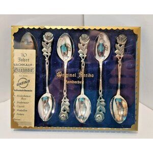 Vintage Antiko 100 Hildesheimer Rose Spoons Set of 6 in Original Box